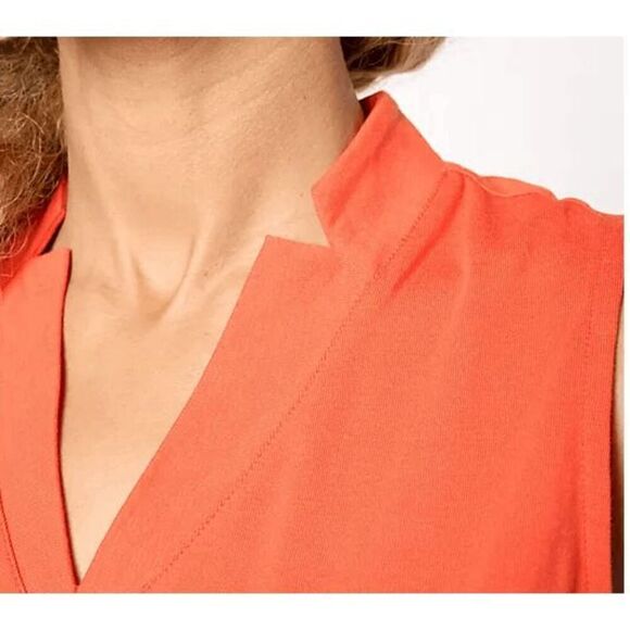 Sport Savvy Womens 2X Regular Tank Top Orange Poppy Dot Side Slits Stretch NWOT) - Picture 3 of 3
